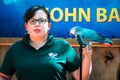 Parrot talking at a bird show at the John Ball Zoo