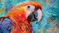 Colorful 3d Macaw Painting In Mixed-media Collage Style Royalty Free Stock Photo