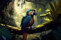 Parrotin in forest in comic art Royalty Free Stock Photo