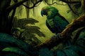 Parrotin in forest in comic art Royalty Free Stock Photo