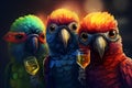 Parrots party funny. Generate Ai