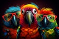 Parrots party glasses. Generate Ai