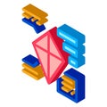 Parsing kite isometric icon vector illustration Royalty Free Stock Photo