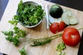 Parsley bowl and vegetables Royalty Free Stock Photo