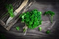 Parsley bunch flavor wooden culinary rustic curley background green organic