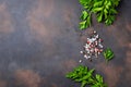 Parsley, salt and pepper. Culinary background Royalty Free Stock Photo