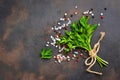 Parsley, salt and pepper. Culinary background