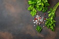 Parsley, salt and pepper. Culinary background