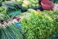 Parsley and spring onion put on market stall ready to be sold Royalty Free Stock Photo