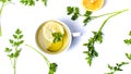 Parsley tea with lemon and lime slices Royalty Free Stock Photo