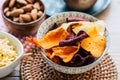 Parsnip and parsnip carrot vegetable crisps for aperitif Royalty Free Stock Photo