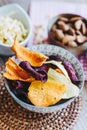 Parsnip and parsnip carrot vegetable crisps for aperitif Royalty Free Stock Photo