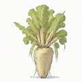 Parsnip watercolor illustration sketch drawing style clipart