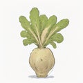 Parsnip watercolor illustration sketch drawing style clipart