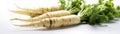 Parsnips On A White Background. Generative AI