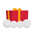 Gift box with bow in cloud. Vector illustration in flat style Royalty Free Stock Photo