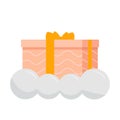 Gift box with bow in cloud. Vector illustration in flat style Royalty Free Stock Photo