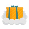 Gift box with bow in cloud. Vector illustration in flat style Royalty Free Stock Photo