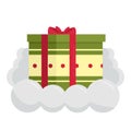 Gift box with bow in cloud. Vector illustration in flat style Royalty Free Stock Photo