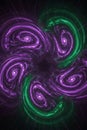 Swirling patterns of purple and green abstract fractals on a dark background generative ai Royalty Free Stock Photo