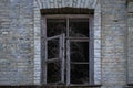 Part of abandoned building with broken window Royalty Free Stock Photo