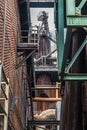 Part of the abandoned coal and steel production plant in Landschaftspark Duisburg-Nord. The landscape park is a public park around Royalty Free Stock Photo