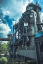 Part of the abandoned coal and steel production plant in Landschaftspark Duisburg-Nord. The landscape park is a public park around Royalty Free Stock Photo