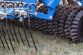 Part of agricultural disk harrow. Modern technology in agriculture concept Royalty Free Stock Photo