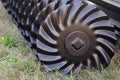 Part of agricultural disk harrow. Modern technology in agriculture concept Royalty Free Stock Photo