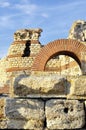 Part of ancient city wall in the city of Nesebar in Bulgaria Royalty Free Stock Photo