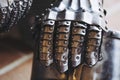 Part of an old medieval metal armor that protects the hands Royalty Free Stock Photo