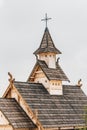 Part of Ancient wooden church. Historical and Architectural Museum in the open air. Kiev, Ukraine.