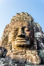 Bodhisattva face tower at Bayon castle. Royalty Free Stock Photo