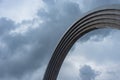 Part of the arch of Friendship of Nations Arch in Kiev against the sky