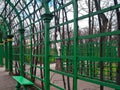 Part of the arched trellis in the Summer Garden park in early sp