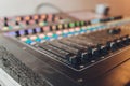 Part of an audio sound mixer with buttons. Royalty Free Stock Photo