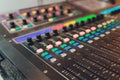 Part of an audio sound mixer with buttons. Royalty Free Stock Photo