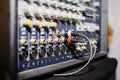 Part of an audio sound mixer with buttons and sliders Royalty Free Stock Photo