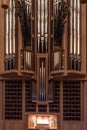Part of big organ at the Moscow House of Music, register with different pipes, musical instrument, selected focus Royalty Free Stock Photo
