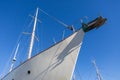 Part of big white ship moored in port Royalty Free Stock Photo
