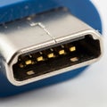 Part of a blue cable sheath highlighting a common modern tech Royalty Free Stock Photo