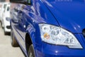 Part of the blue car headlight large Royalty Free Stock Photo