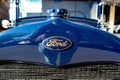 Part of the blue car in the Just Cruisin's car show in Winslow