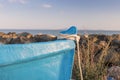 Part of a blue fishing boat on the Black Sea Royalty Free Stock Photo