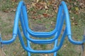 part of a blue metal staircase in a structure on a playground Royalty Free Stock Photo