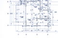 Part of blueprint floor plan. architectural drawing background. Royalty Free Stock Photo