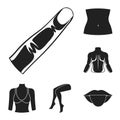 Part of the body, limb black icons in set collection for design. Human anatomy vector symbol stock web illustration. Royalty Free Stock Photo