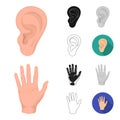 Part of the body, limb cartoon,black,flat,monochrome,outline icons in set collection for design. Human anatomy vector Royalty Free Stock Photo