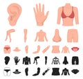 Part of the body, limb cartoon, black icons in set collection for design. Human anatomy vector symbol stock web Royalty Free Stock Photo