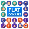 Part of the body, limb flat icons in set collection for design. Human anatomy vector symbol stock web illustration. Royalty Free Stock Photo